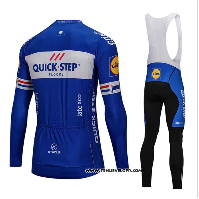 2018 Maillot Ciclismo UCI Mondo Champion Quick Step Floors Bleu Manches Longues et Cuissard